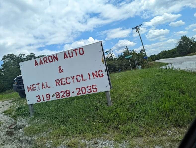 AARON AUTO & METAL RECYCLING at 3397 Hwy 6 Trail, Homestead, IA 52236 — used auto parts in Homestead, IA