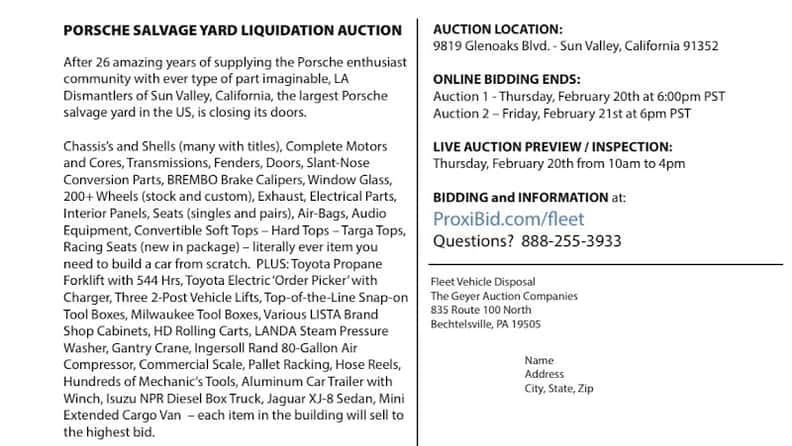 LA Los Angeles Dismantler - Porsche Parts 911 Boxster Cayman Shipping Worldwide 20+ Years at 9819 Glenoaks Blvd, Sun Valley, CA 91352 — used auto parts in Los Angeles, CA