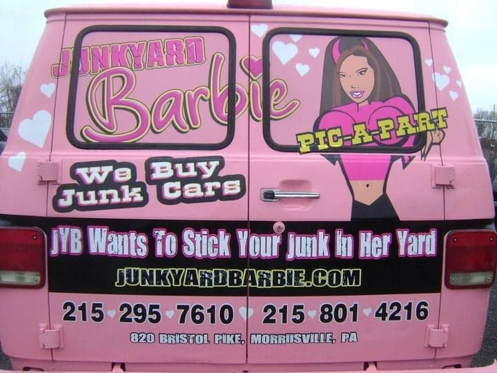 Pic-A-Part Home of Junk Yard Barbie at 820 Old 13, Morrisville, PA 19067