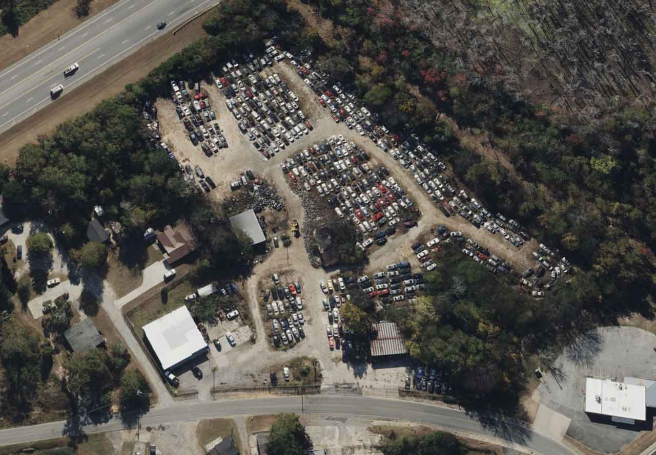 Aerial view of R & R Auto & Truck Salvage at 101 Booth Rd A, Warner Robins, GA 31088