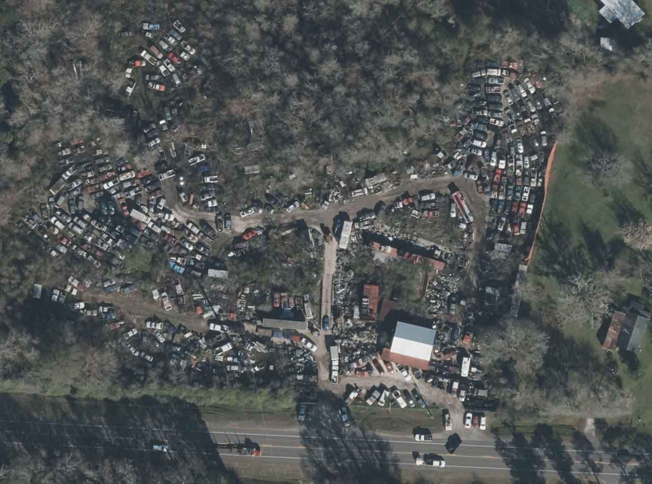 Aerial view of Bradford Auto Parts & Salvage at 8167 SE, State Rte 100, Starke, FL 32091