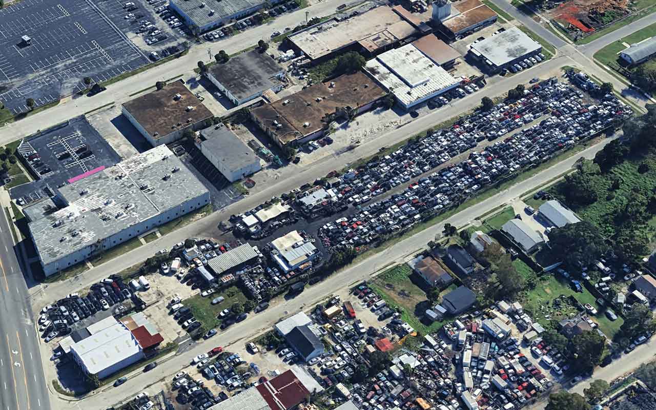 Aerial view of A & Z Auto Parts and Export at 2200 W Washington St, Orlando, FL 32805