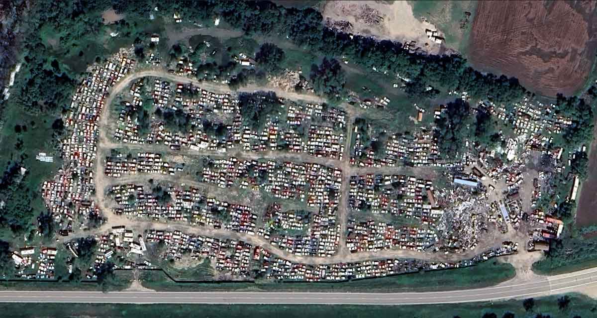 Aerial view of Charlie Heath West 40 Salvage at 2600 W Old Hwy 40, Salina, KS 67401