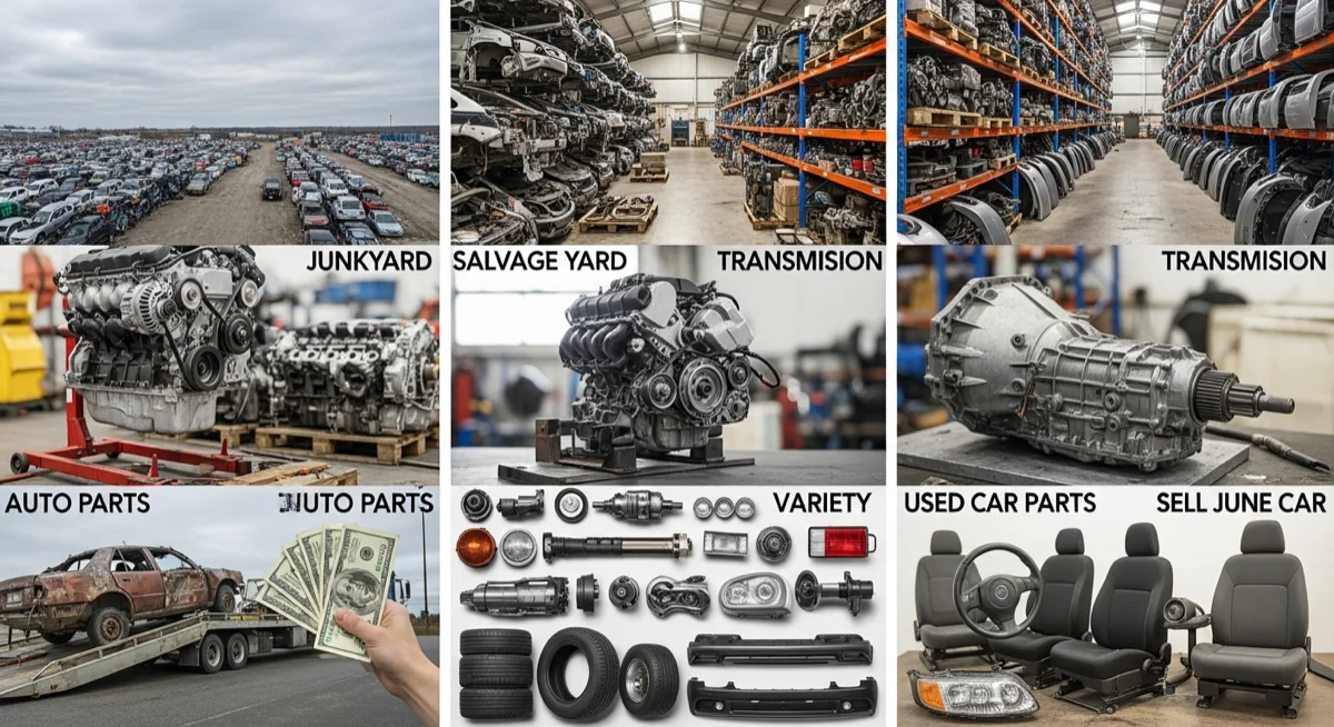 infographic: Key statistics and facts about junkyard, salvage yard, auto parts, used car parts, cash for cars, sell junk car, transmission, engine