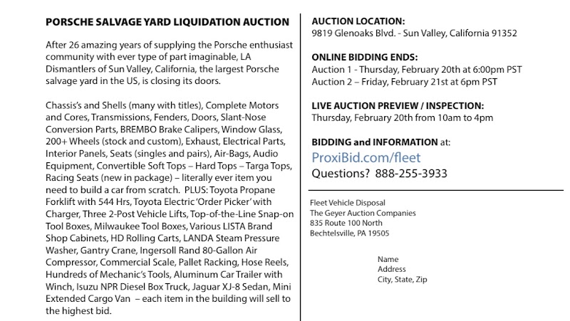 LA Los Angeles Dismantler - Porsche Parts 911 Boxster Cayman Shipping Worldwide 20+ Years at 9819 Glenoaks Blvd, Sun Valley, CA 91352