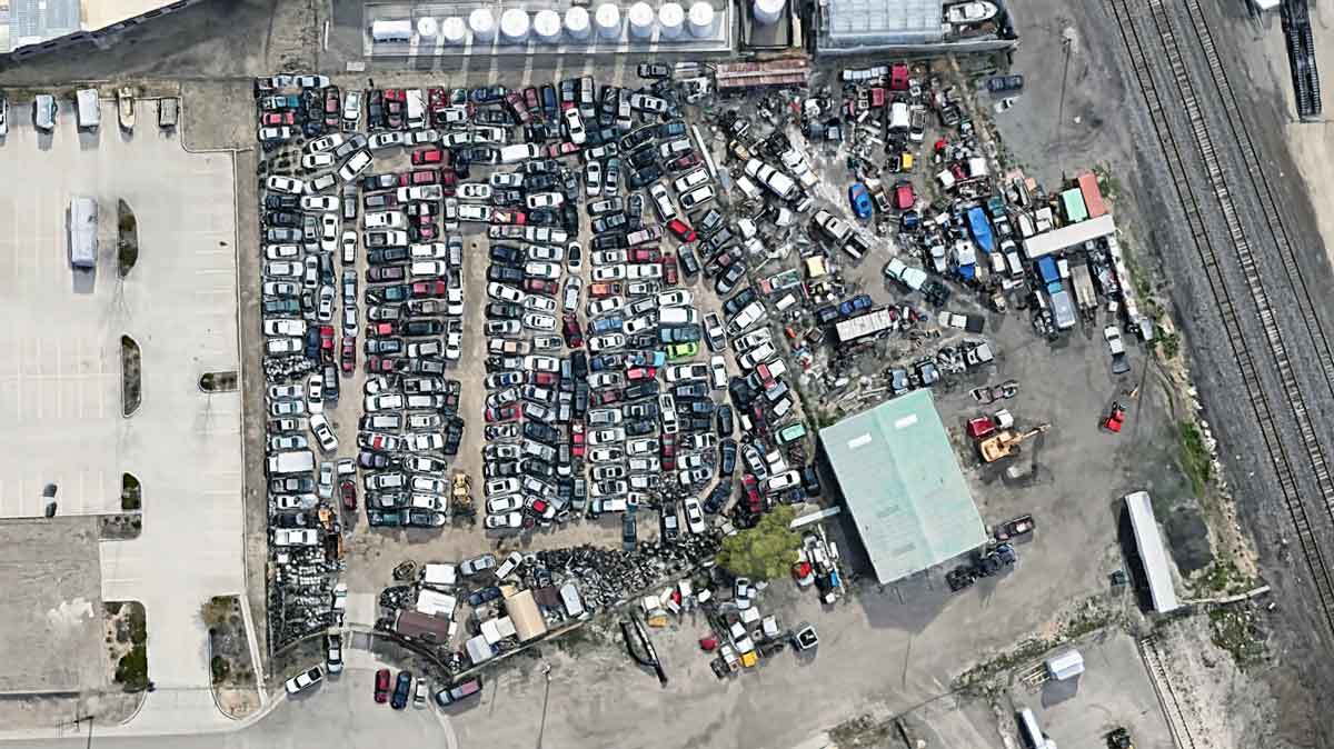 Aerial view of  Grand Junction Auto Recyclers Junk yard at 690 S 6th St, Grand Junction, CO 81501