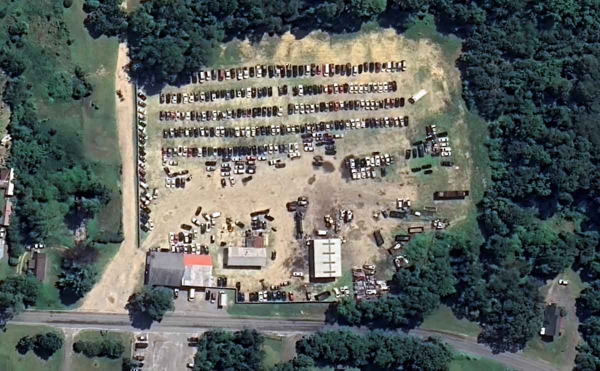 Aerial view of Big Lou's Auto Parts at 14219 Drapers Mill Rd, Greensboro, MD 21639