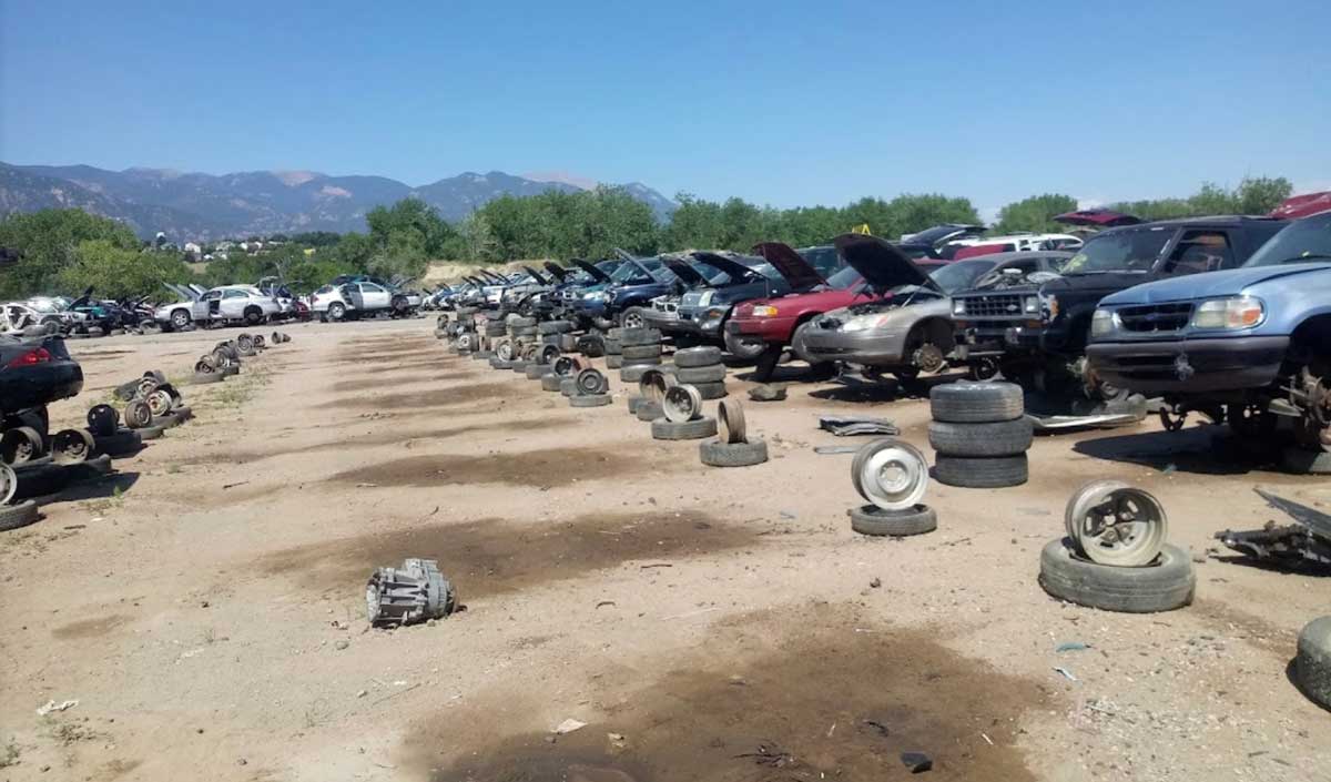 Junk cars setup at U-Pull-&-Pay at 3745 S U.S. Hwy 85 87, Colorado Springs, CO 80906