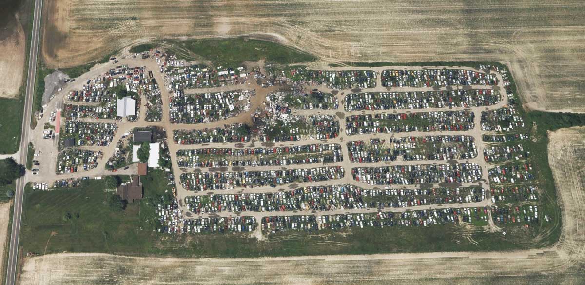 Aerial view of Fields Auto Parts, Inc. at 5388 E 600 N, Greenfield, IN 46140