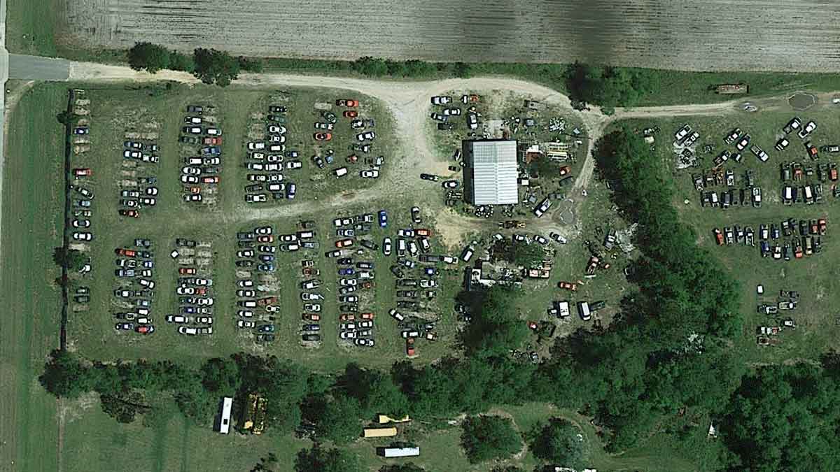 Aerial view of Taylor's Auto Salvage at 6726 Alma Hwy, Waycross, GA 31503