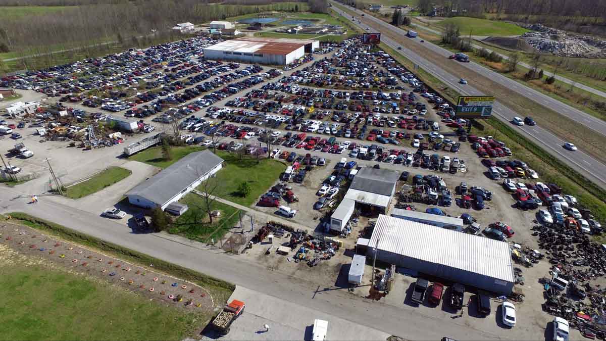 Aerial view of 5 C Auto Yard at 735 W York Rd, Austin, IN 47102