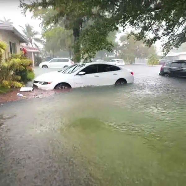 Flooded cars in hurricanes