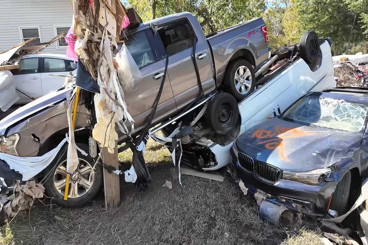 Flood damaged cars from hurricane Helene