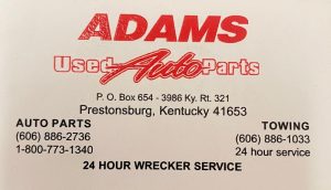 Adams Used Auto Parts Towing at 3986 KY 321 Prestonsburg KY 41653 2 300x172