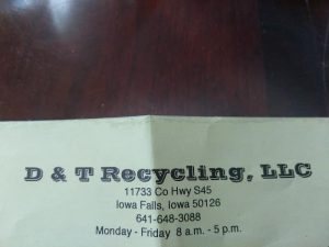 D T Recycling LLC at 11733 Co Rd S45 Iowa Falls IA 50126 1 300x225
