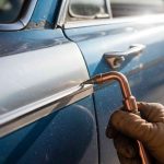 repairing body panels with used patch from salvage yards