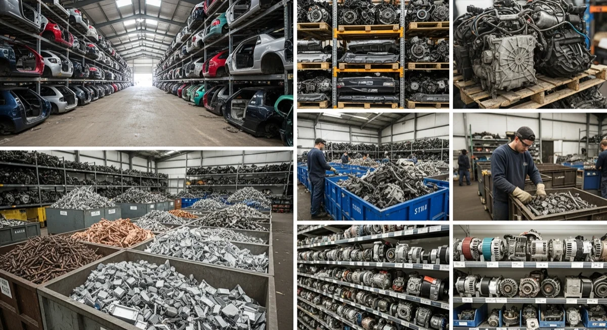 Step-by-step visual showing how to identify quality junkyard at a junkyard